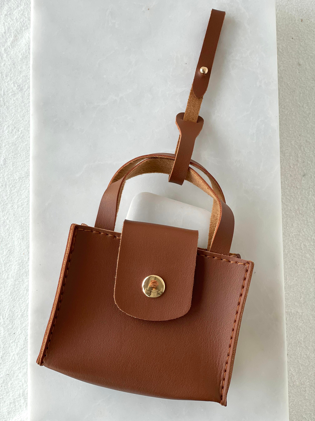 Suni Deri Çanta Aksesuarı Taba