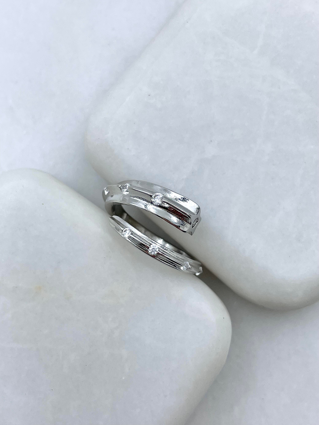 Altın Kaplama Zirkon Taşlı Yıldız Yüzük Gümüş