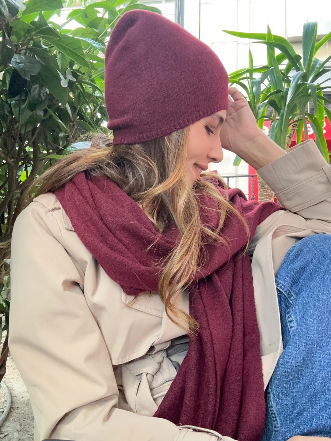 Yumuşak Dokulu Bere Bordo