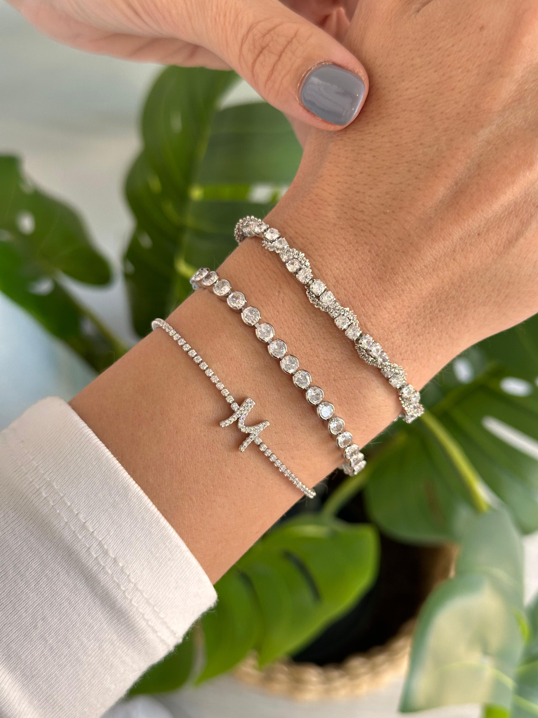 Çelik Harfli Su Yolu Bileklik Gümüş