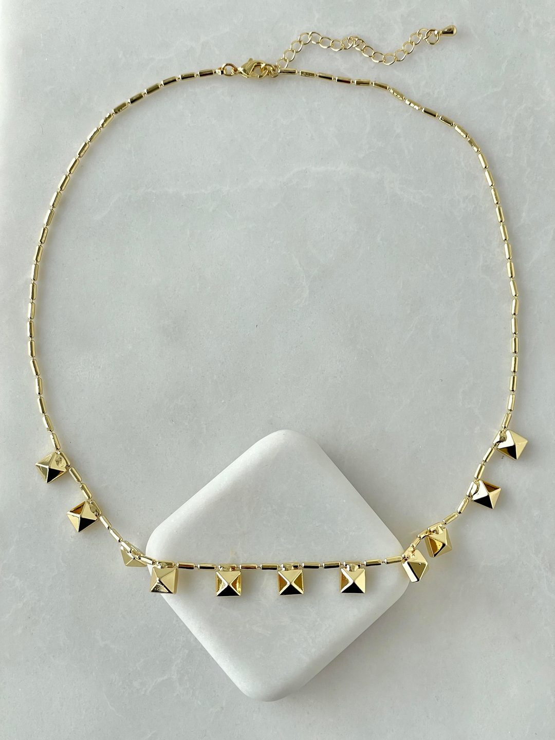 Altın Kaplama Prizma Plaka Kolye Gold