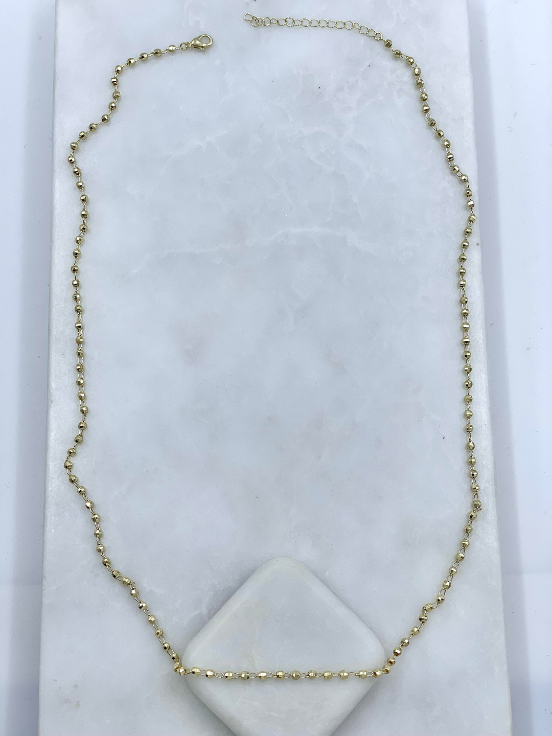 Altın Kaplama Işıltılı Topçuk Kolye 60 cm Gold