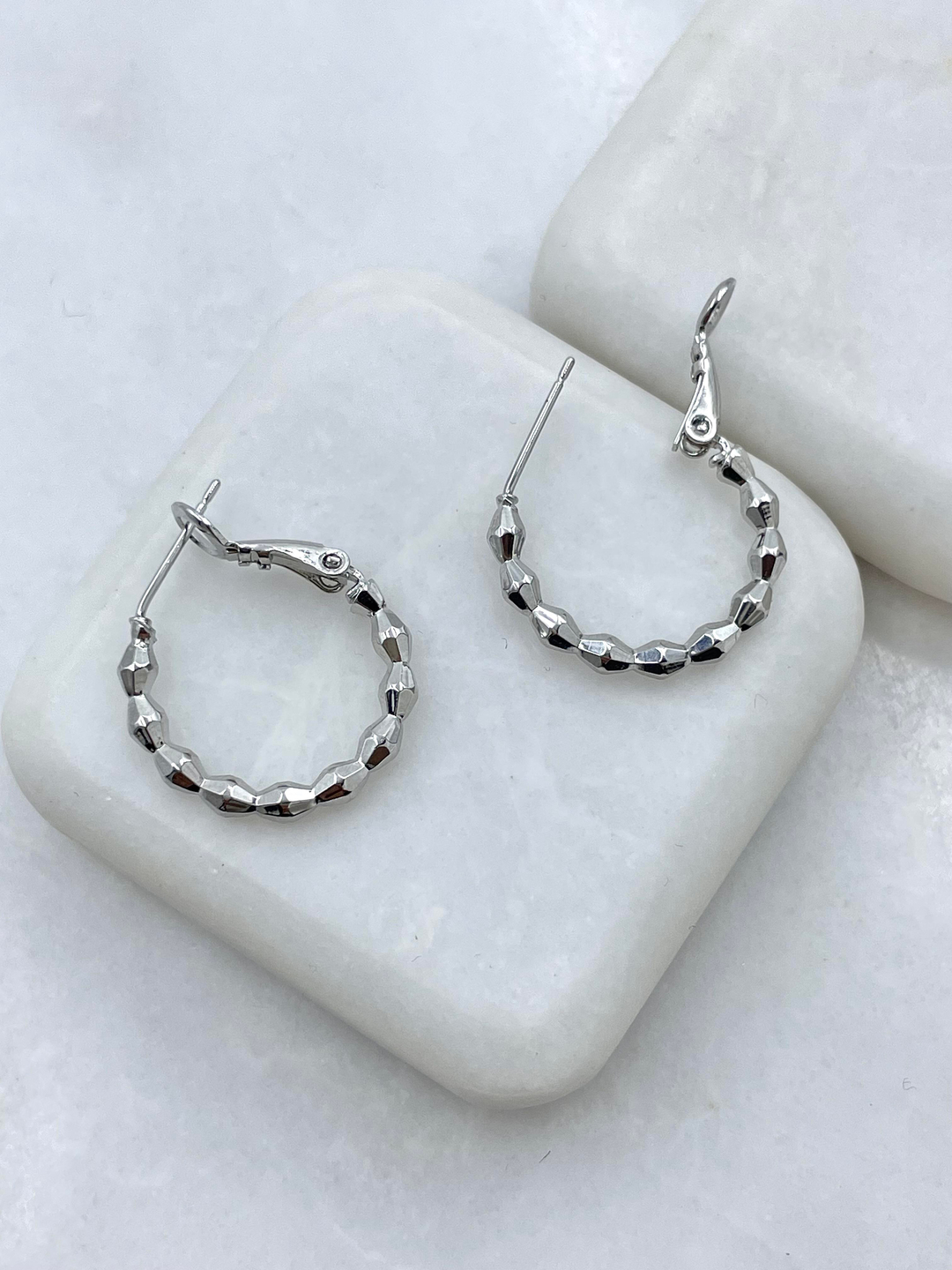 Altın Kaplama Petek Model Halka Küpe Gümüş