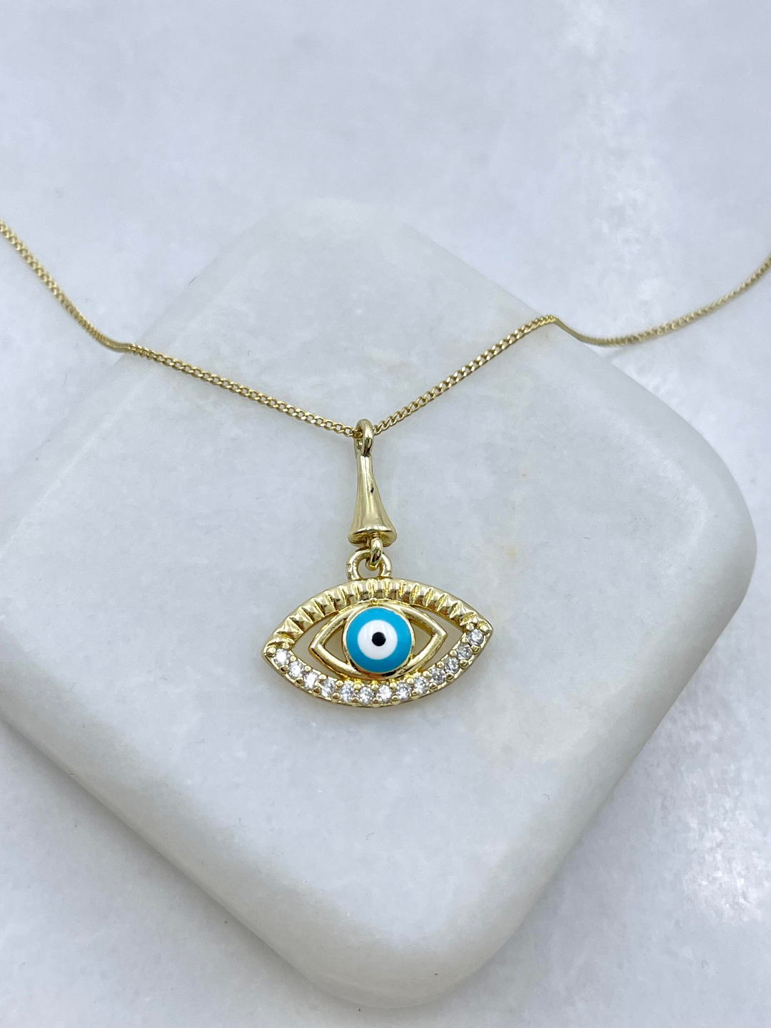 Özel Seri Nazar Model Kolye 45 cm Gold