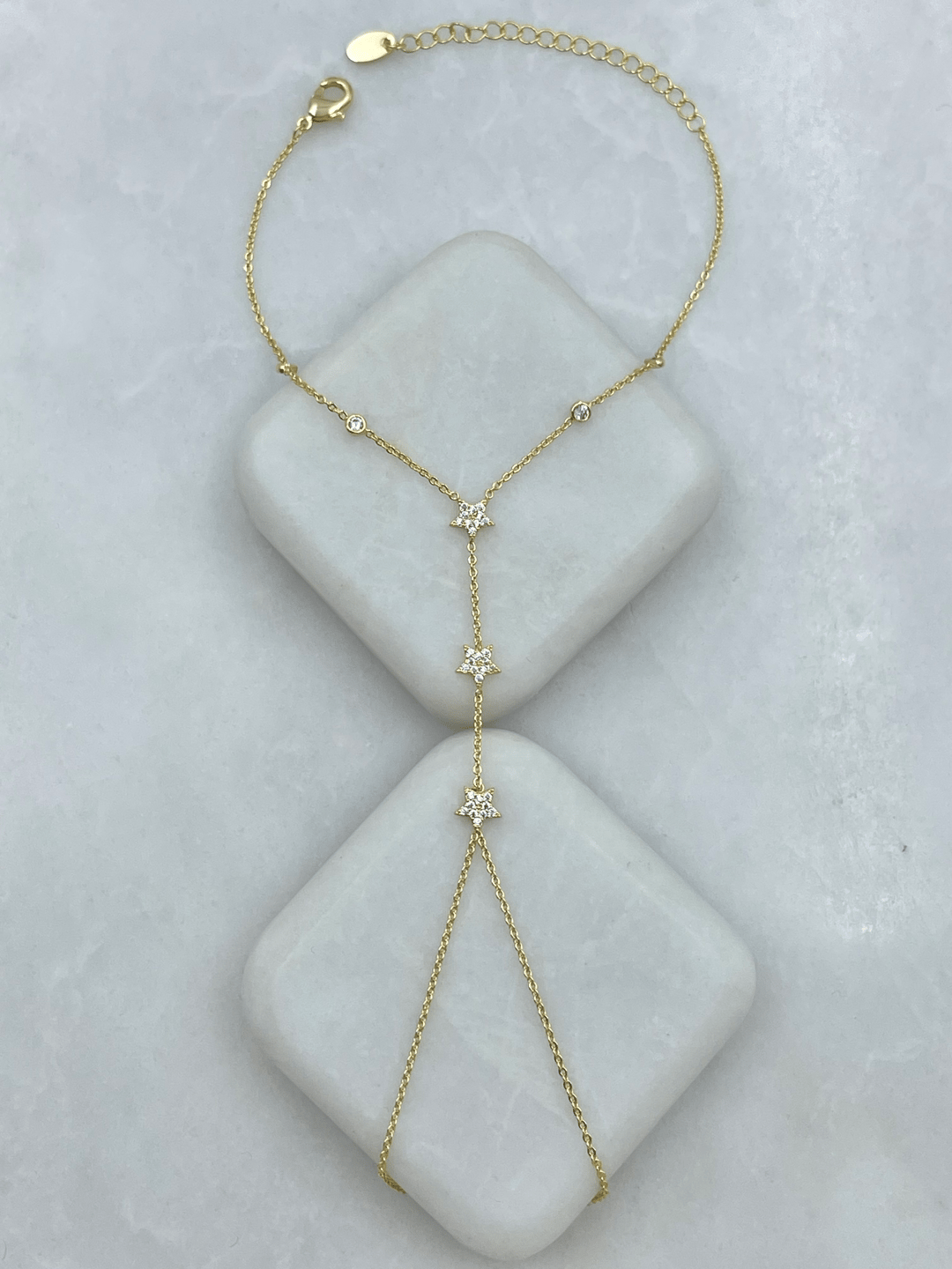 Altın Kaplama Gömme Taşlı Üçlü Yıldız Şahmeran Gold