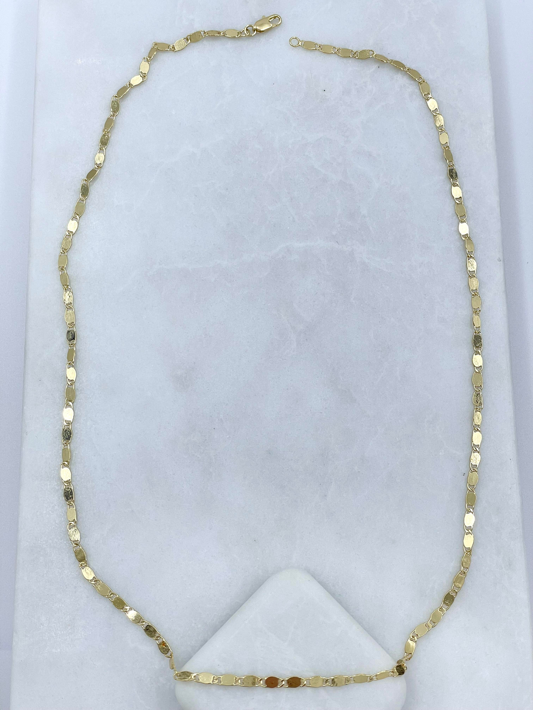 Altın Kaplama Dizi Ezme Plaka Zincir Kolye 60 cm Gold