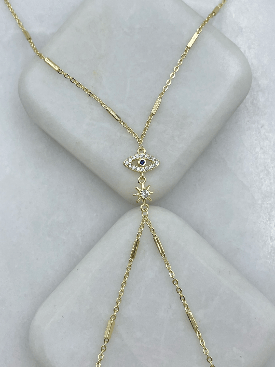 Altın Kaplama Gömme Taşlı Güneş ve Göz Model Şahmeran Gold