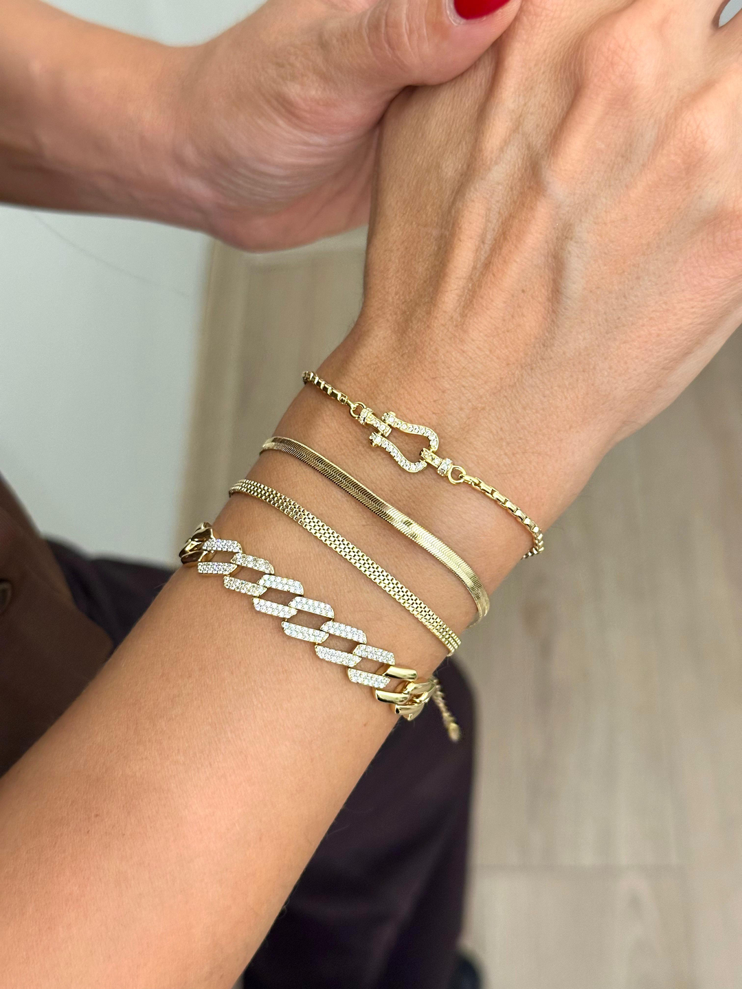 Özel Seri Örme Plaka Bileklik Gold