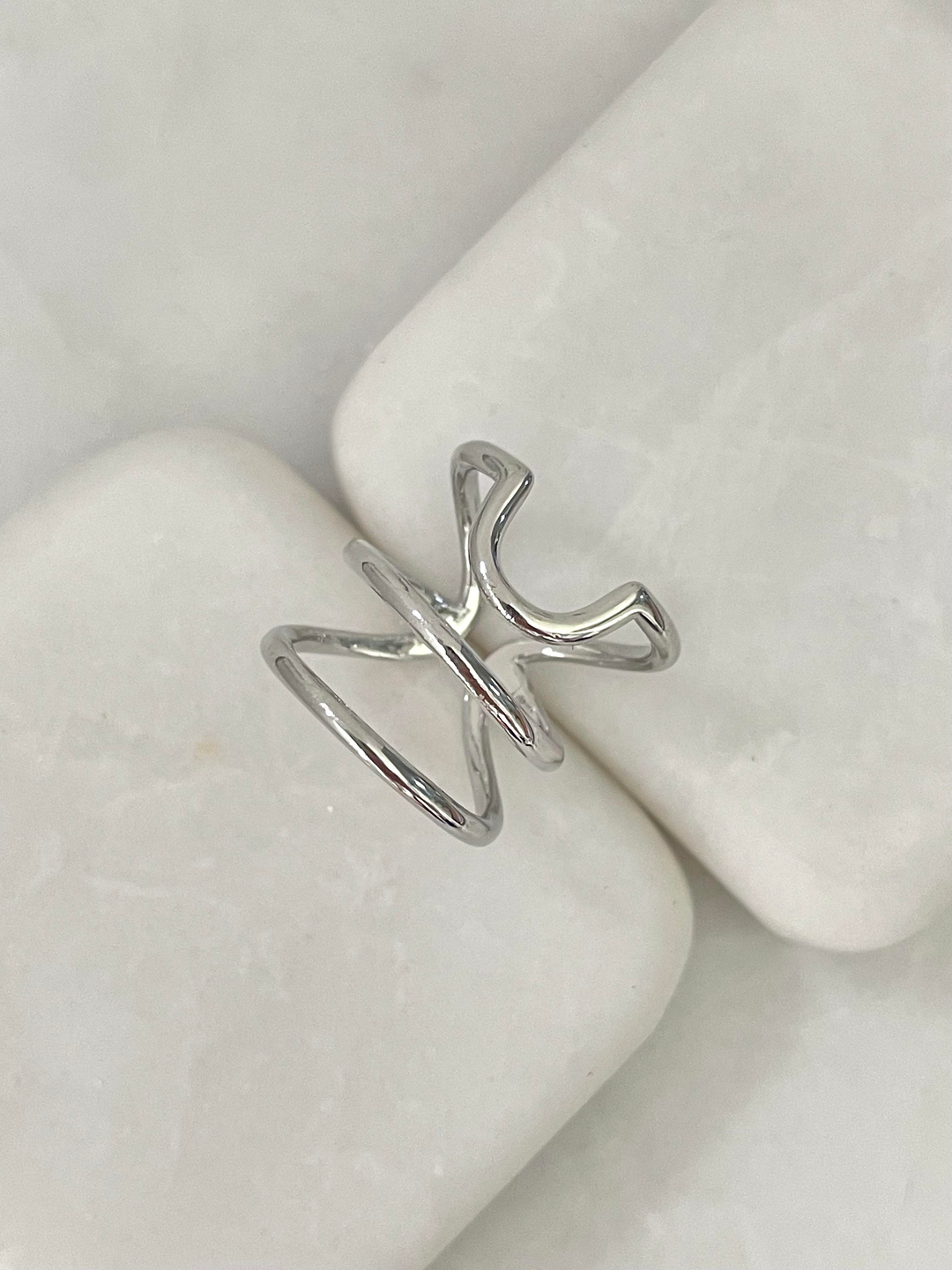 Altın Kaplama Üç Sıra Tırnak Yüzüğü Gümüş