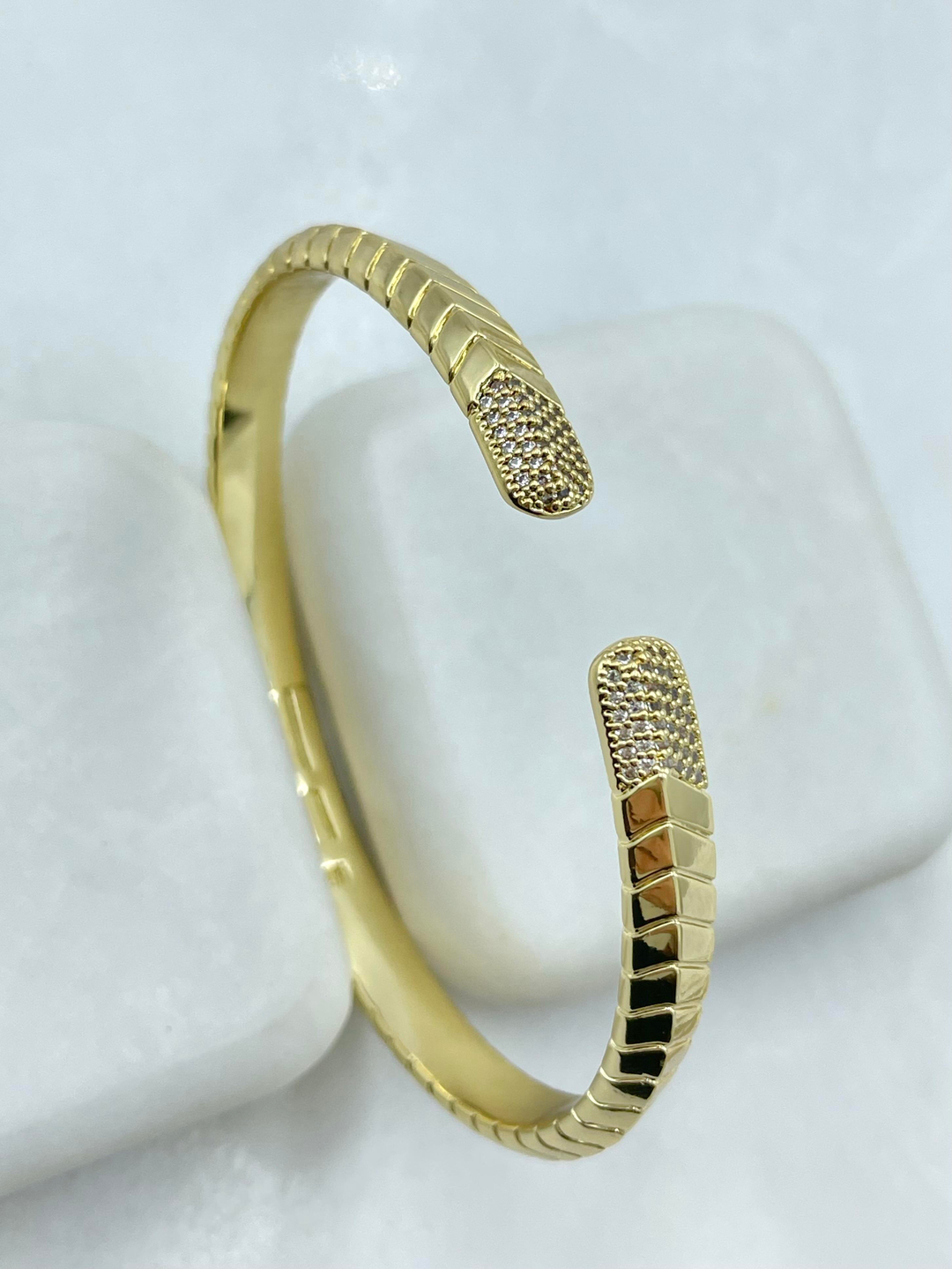 Özel Seri Yılan Desenli Kelepçe Bileklik Gold