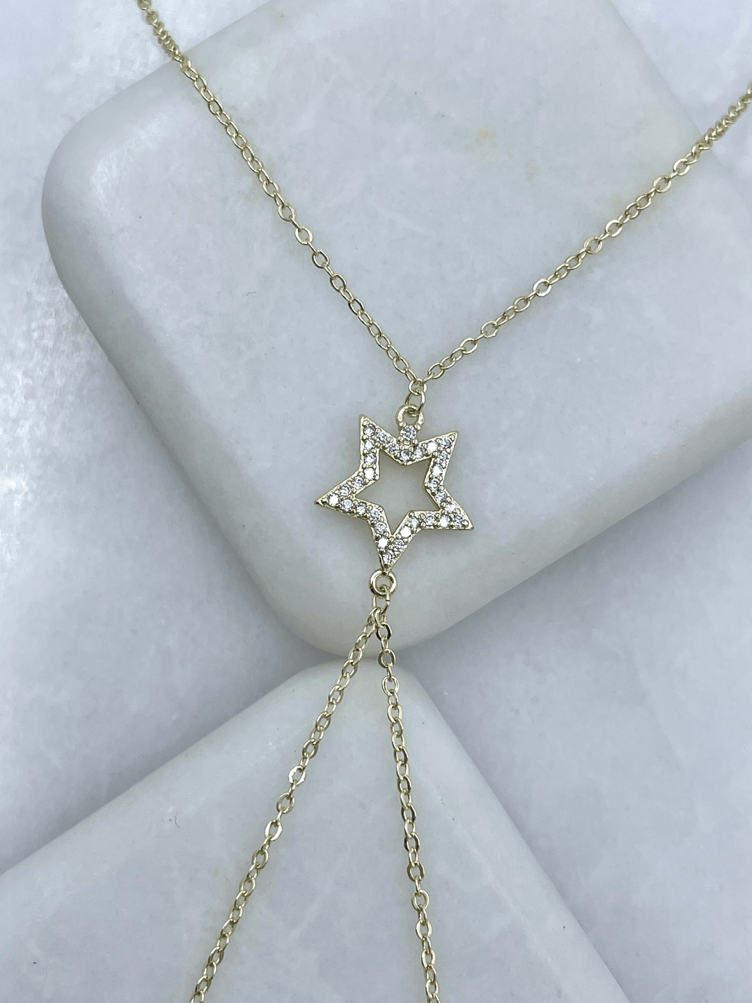 Altın Kaplama Gömme Taşlı İçi Boş Yıldız Şahmeran Gold