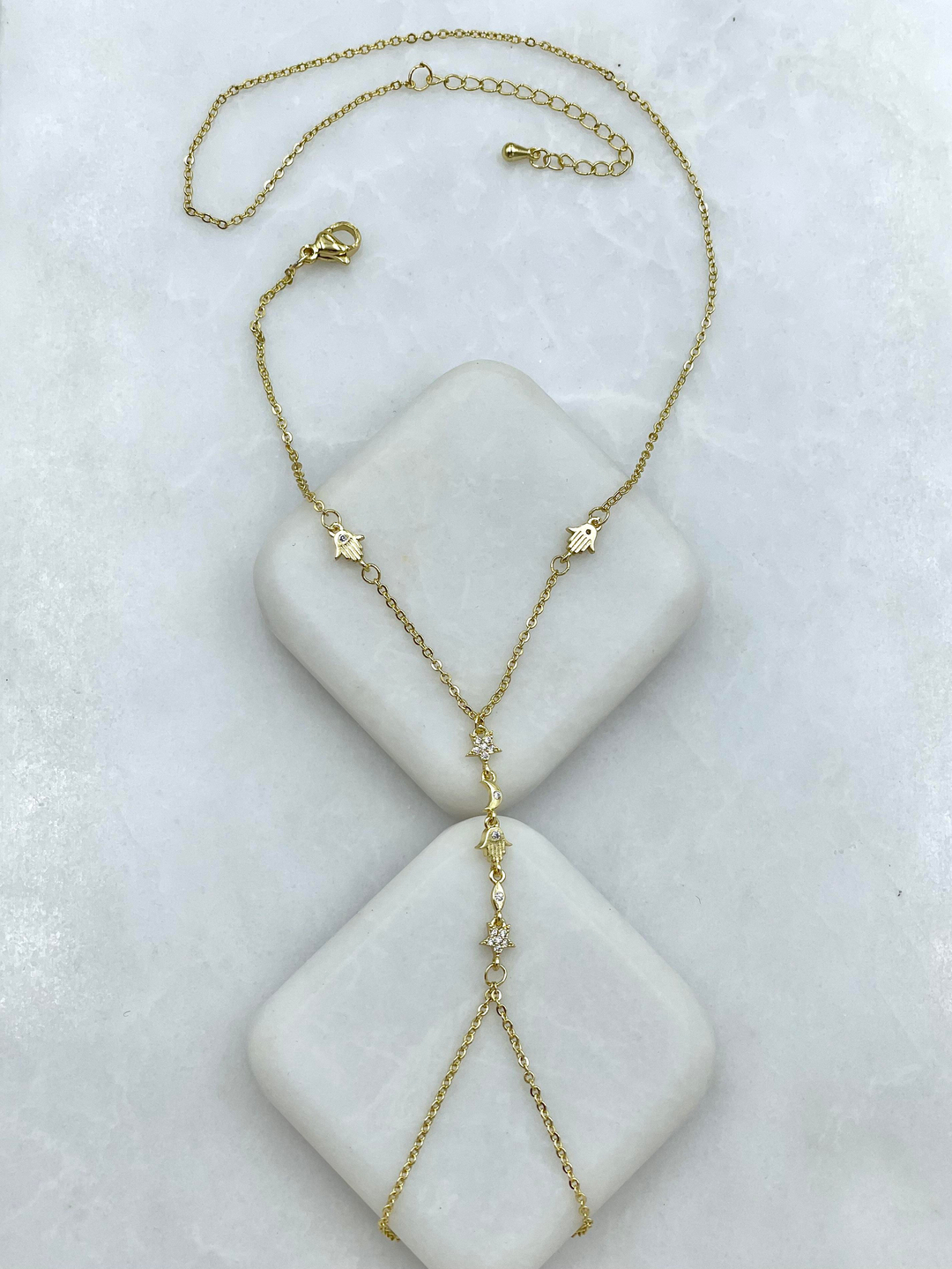 Altın Kaplama Minimal Yıldız ve Ay Model Zincir Şahmeran Gold