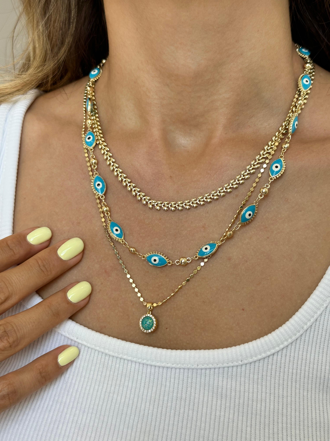 Altın Kaplama Dizi Yaprak Model Kolye Gold