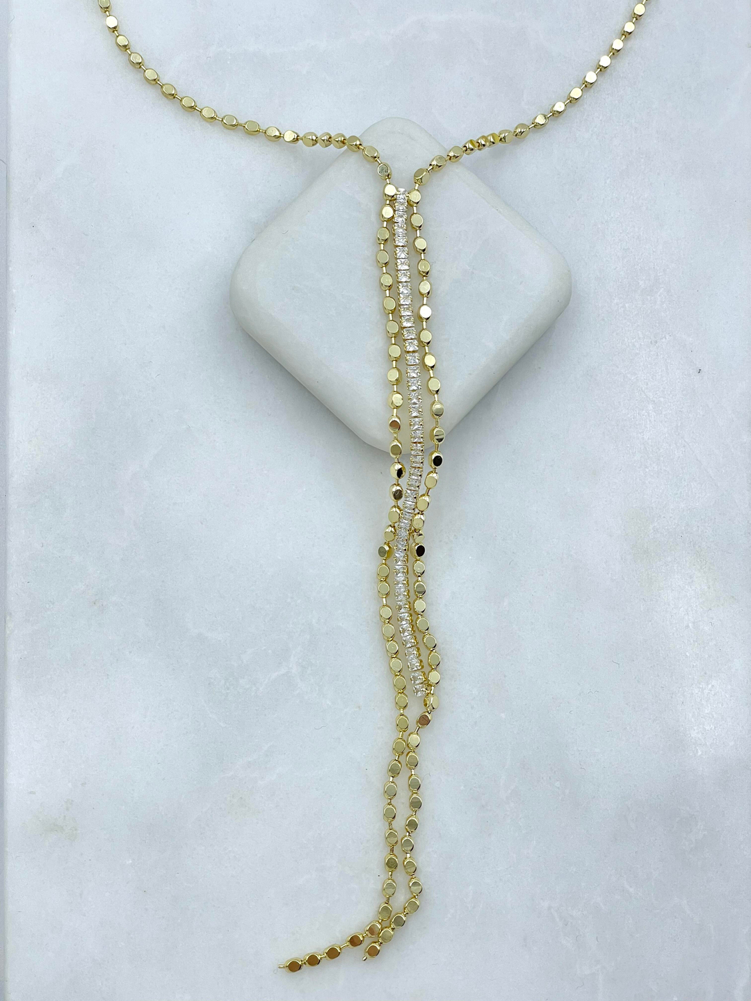 Altın Kaplama Su Yolu Arpa Zincir Y Model Kolye Gold