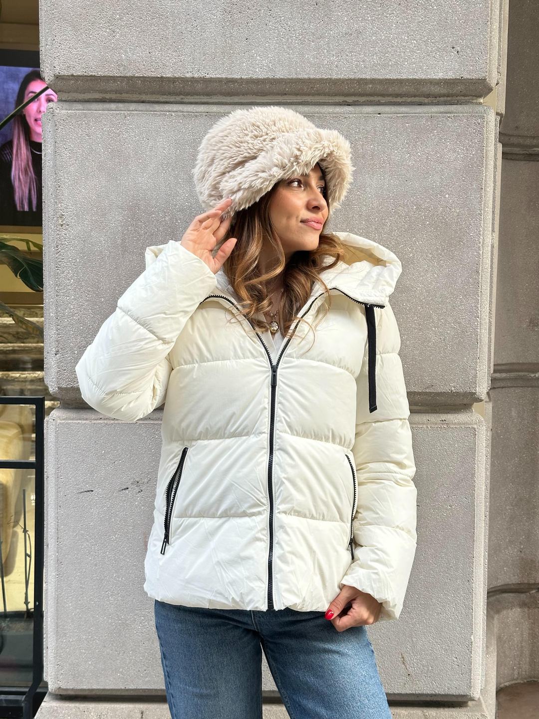 Peluş Bucket Şapka Bej