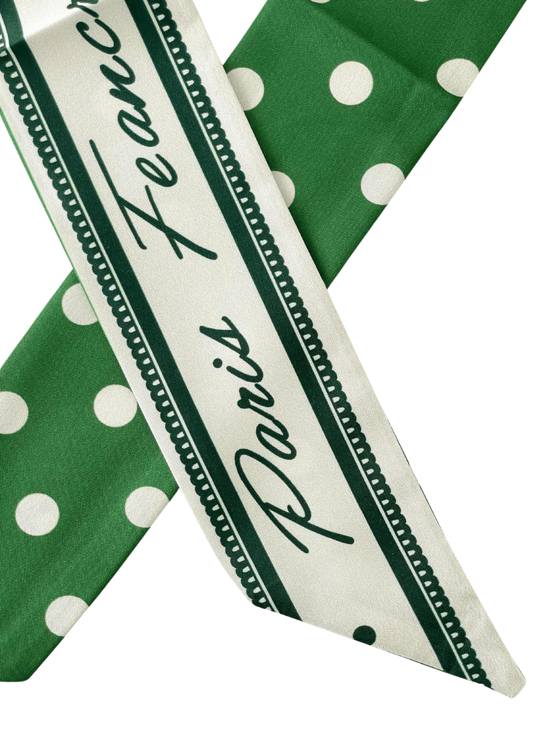 Puantiye Desenli Yeşil Bandana Fular Renkli