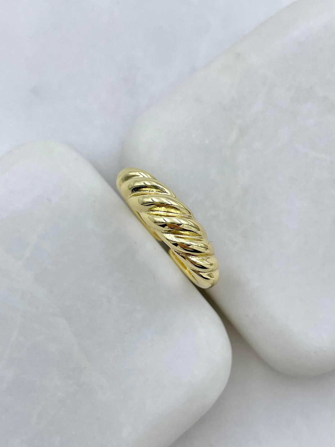 Altın Kaplama Bombeli Burgu Yüzük Gold