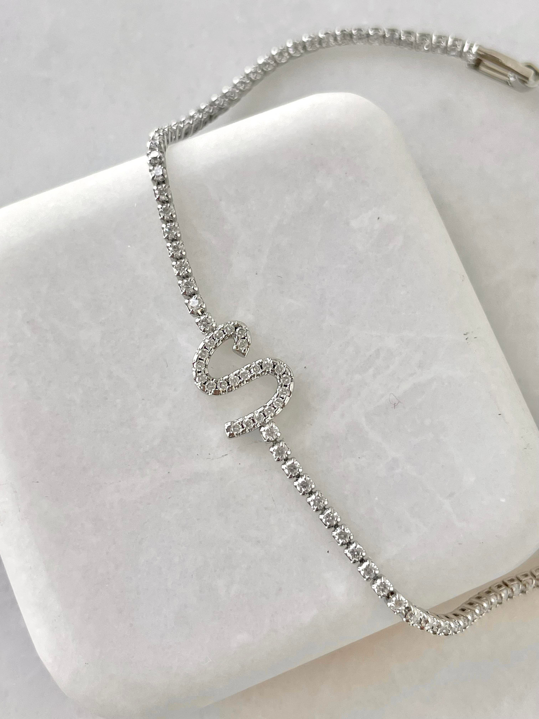 Çelik Harfli Su Yolu Bileklik Gümüş