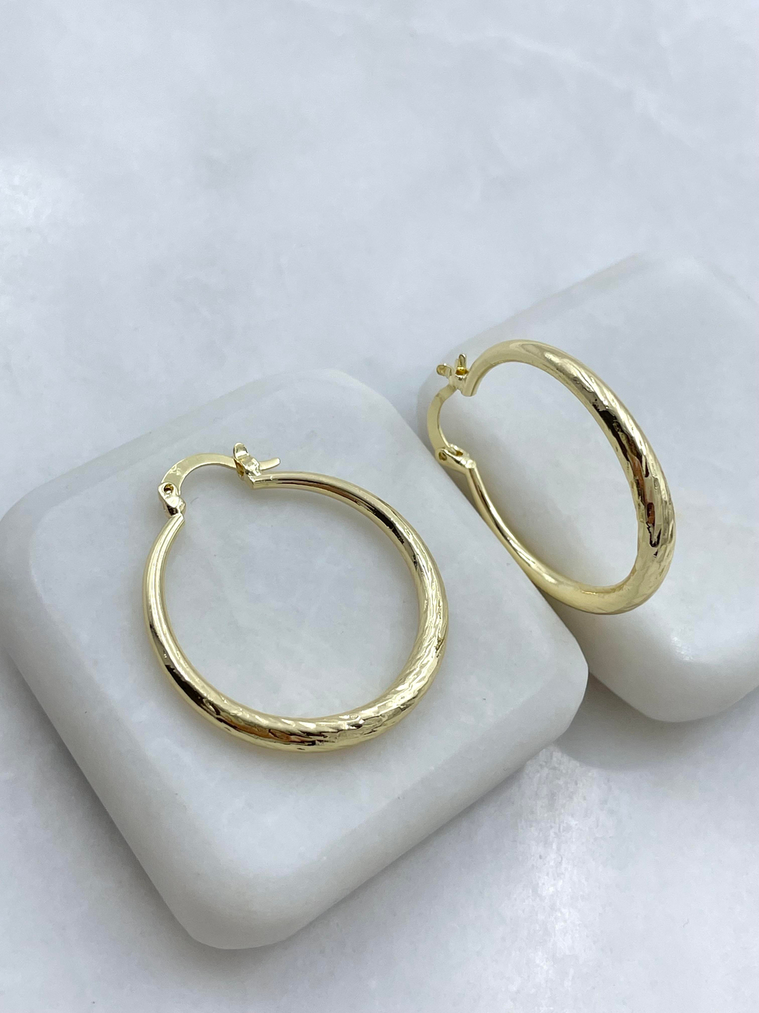 Altın Kaplama Lazer Kesim Halka Küpe Gold