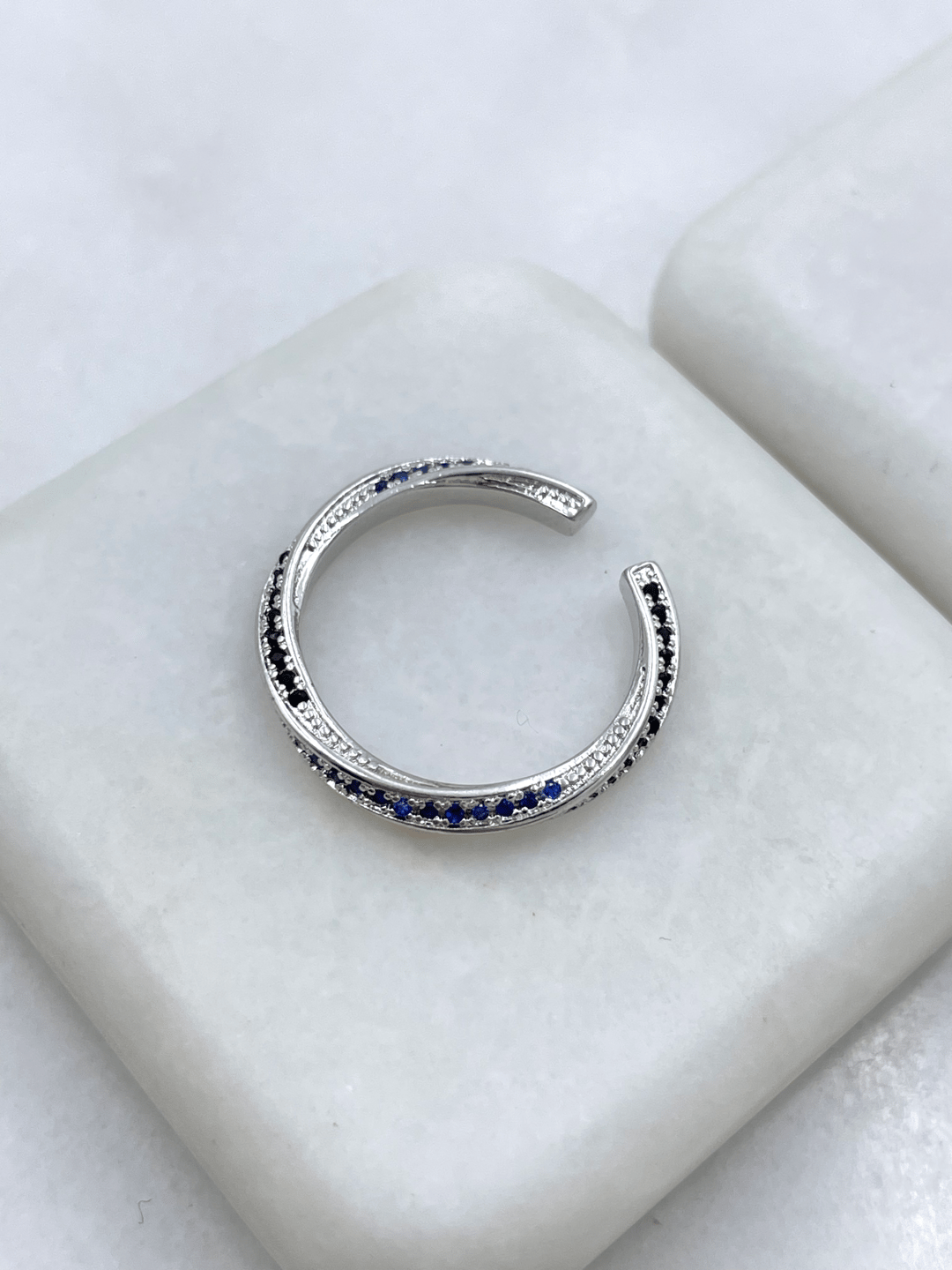 Altın Kaplama Renkli Gömme Taşlı Sarmal Yüzük Gümüş