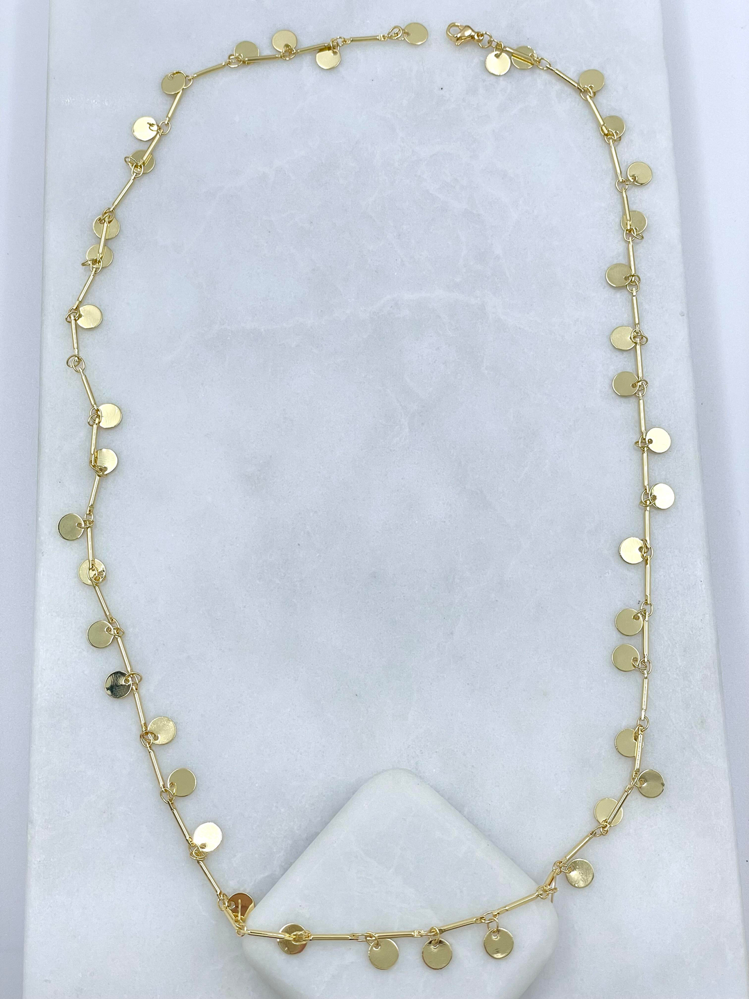 Altın Kaplama Pul Sallantılı Boru Zincir Kolye Gold