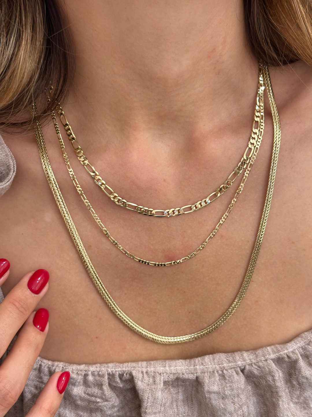 Özel Seri Ezme Klasik Zincir Kolye 45 cm Gold