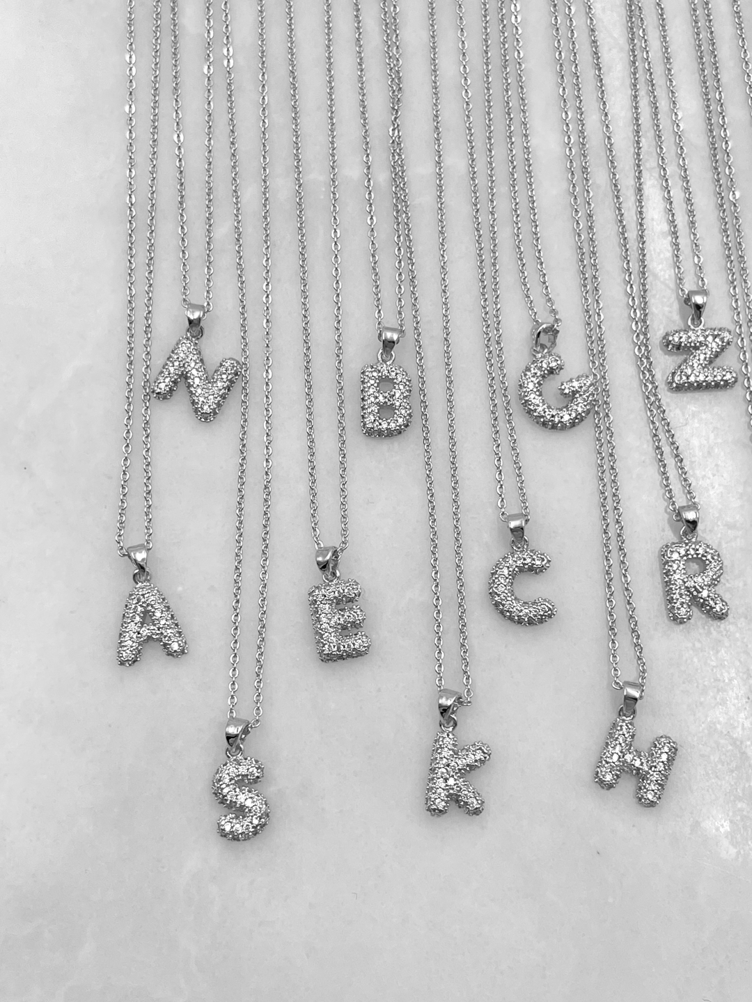 Altın Kaplama Gömme Taşlı Küçük Bombeli Harf Kolye Gümüş