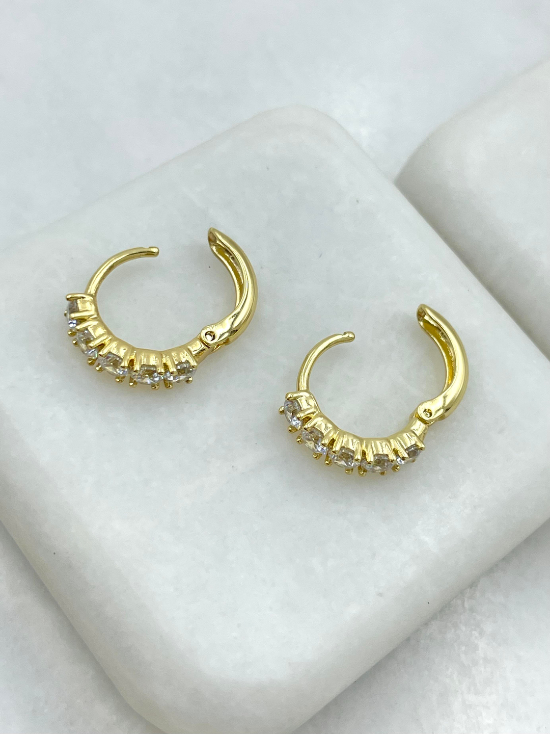 Özel Seri Zirkon Taşlı Halka Küpe Gold