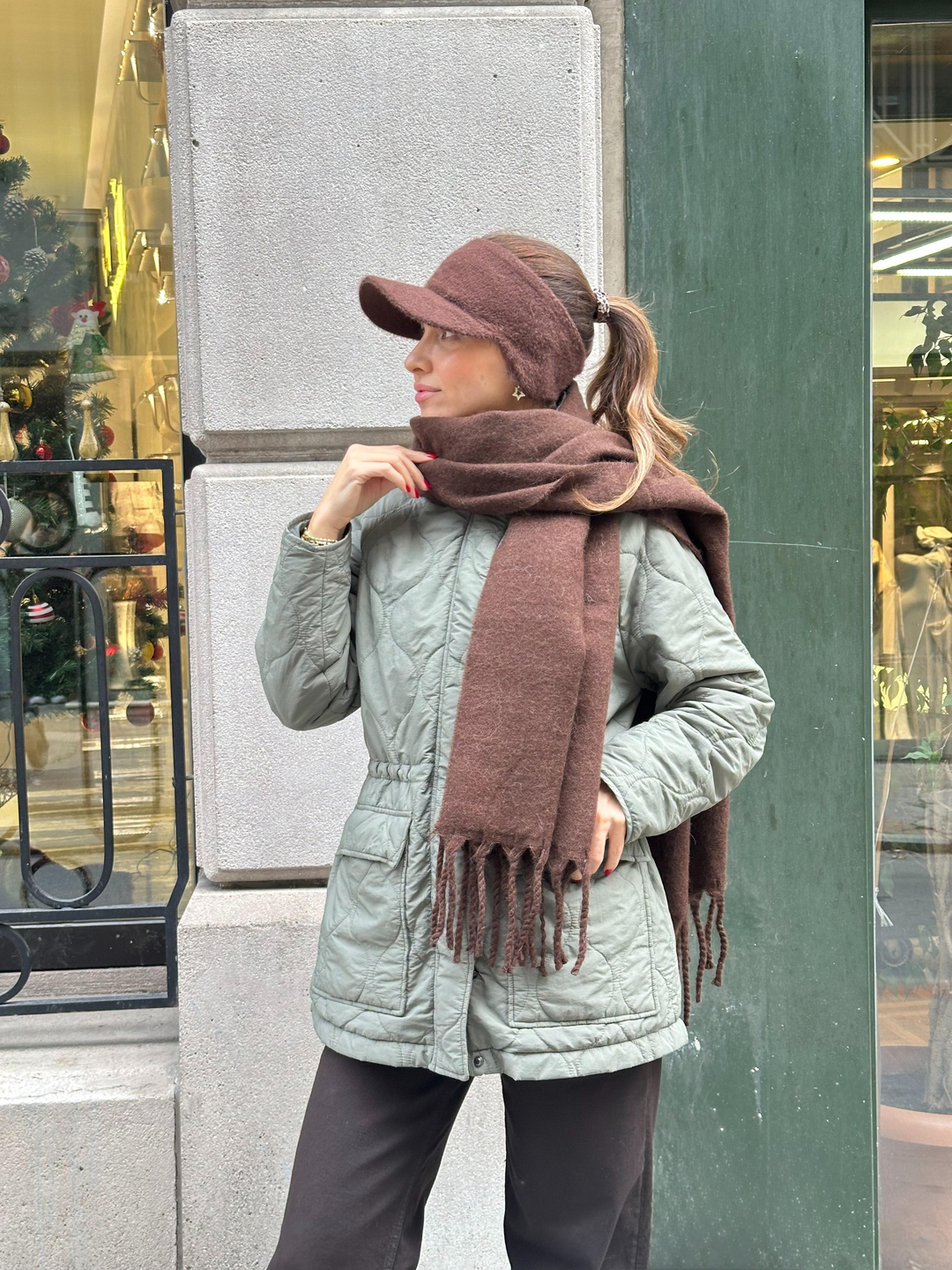 Peluş Esnek Vizör Şapka Kahve