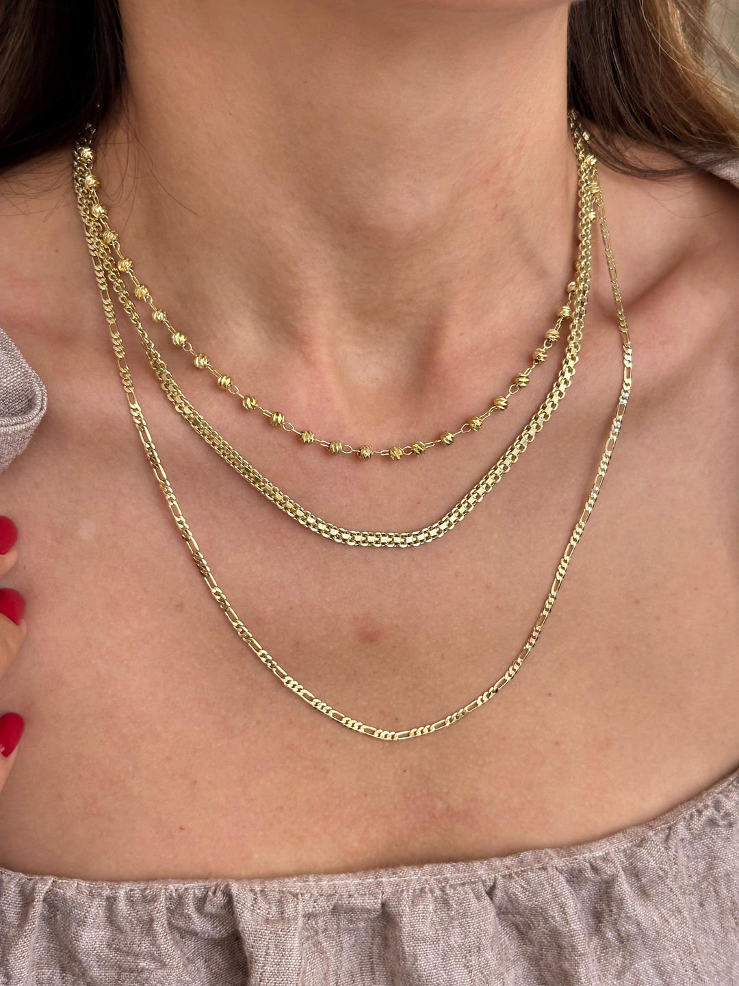 Özel Seri Örme Hasır Kolye 45 cm Gold