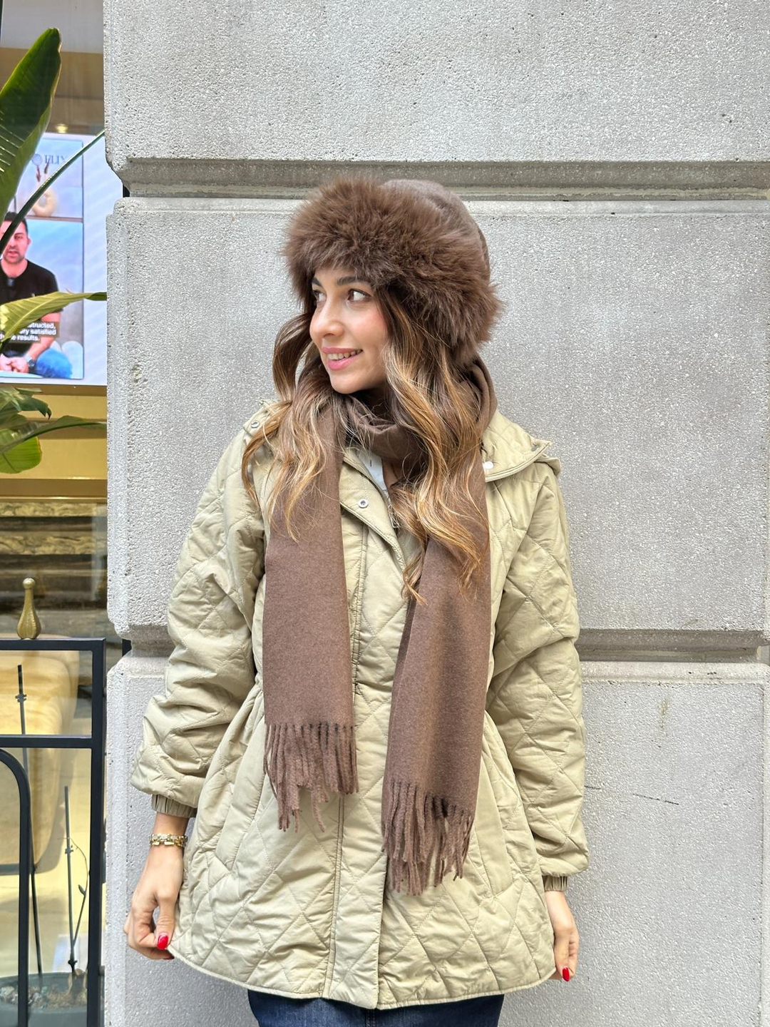 Püsküllü Kaşmir Şal Kahve