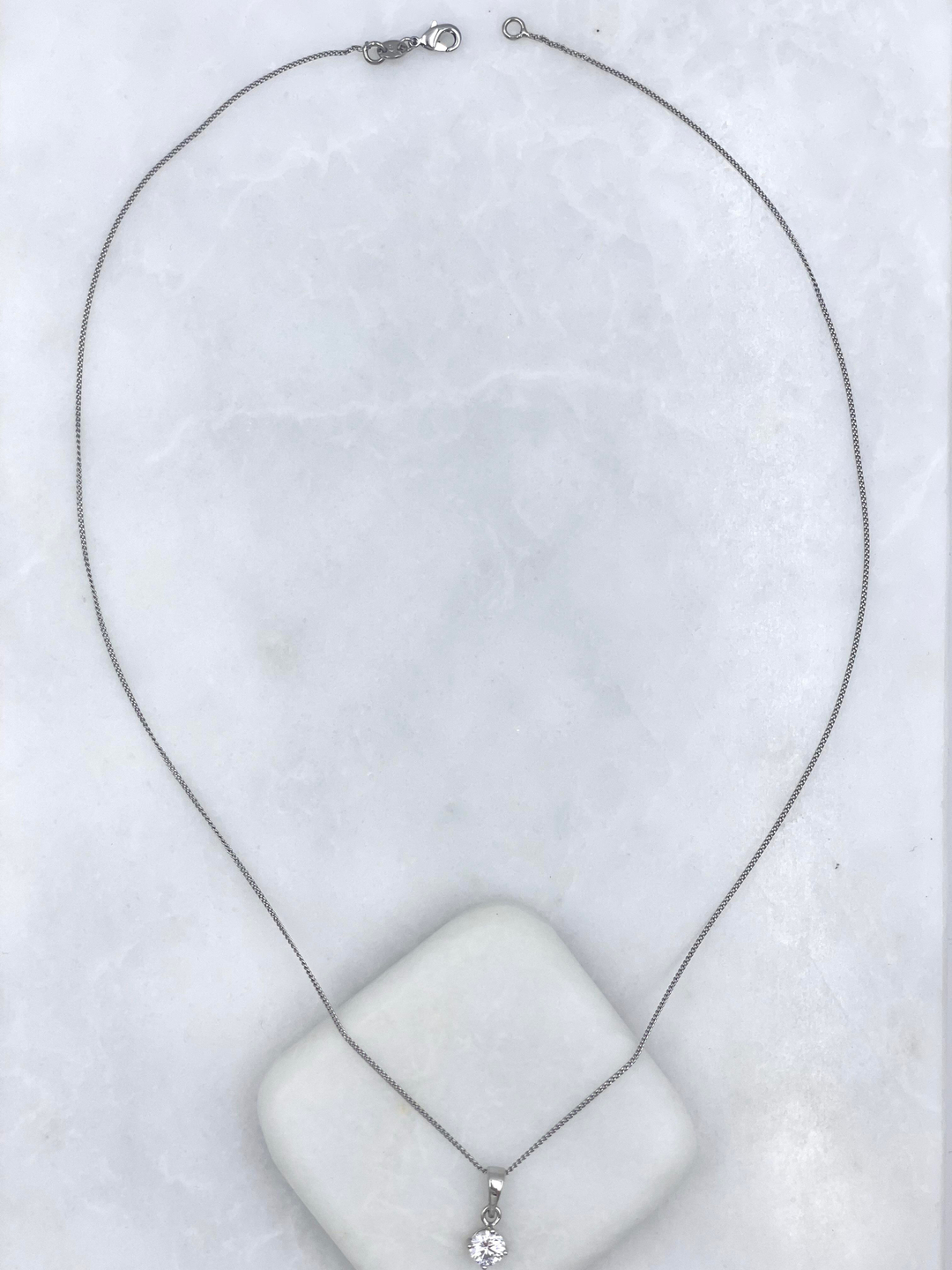 Özel Seri Tektaş Kolye 45 cm Gümüş