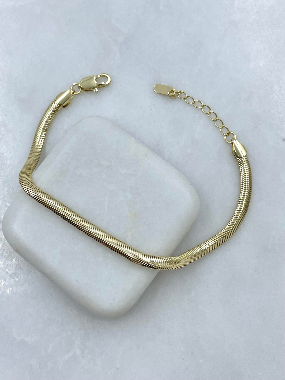 Altın Kaplama İnce Yassı Yılan Zincir Bileklik Gold