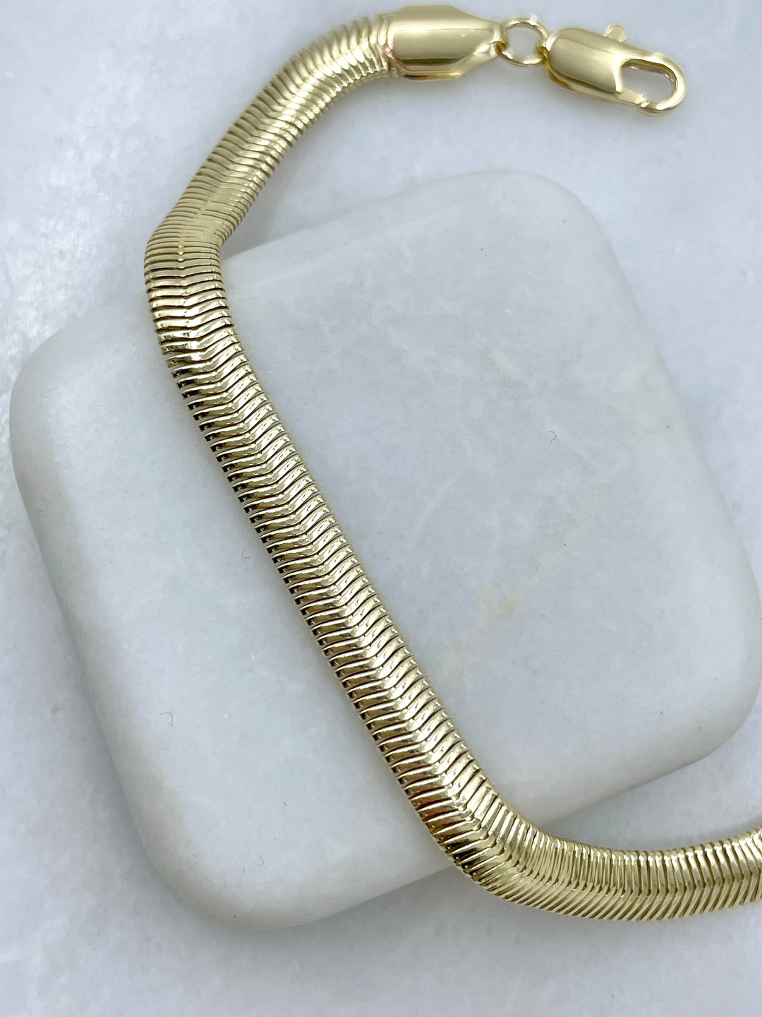 Altın Kaplama Yassı Yılan Zincir Bileklik Gold