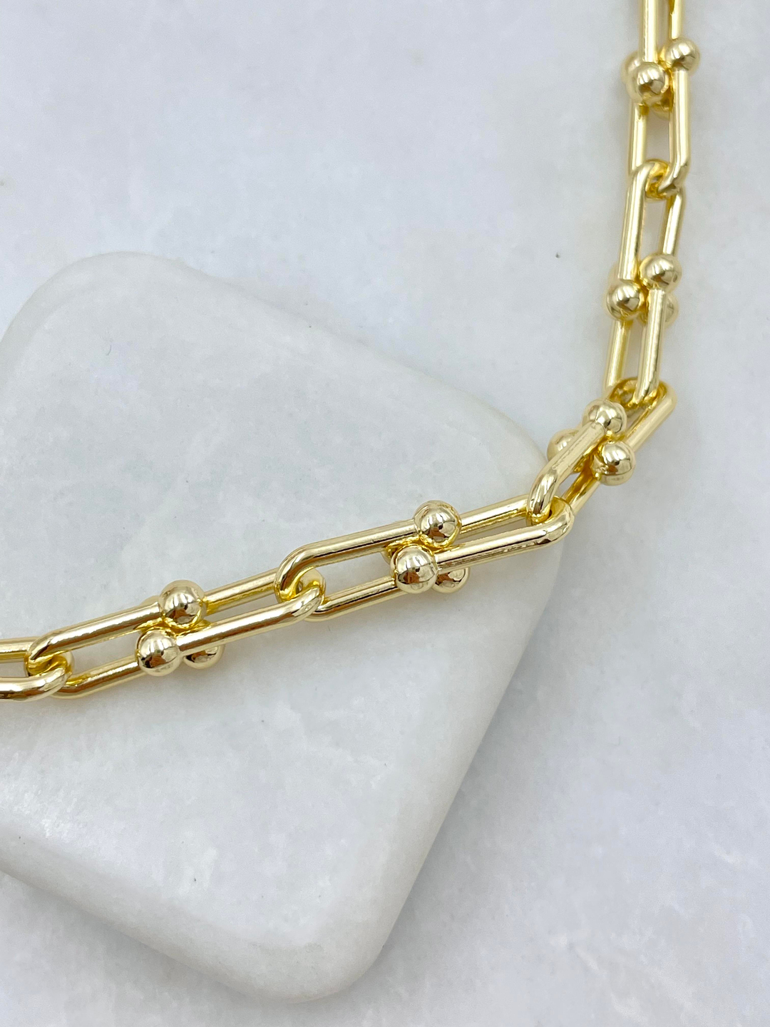 Altın Kaplama Topçuk Zincir Tasarım Kolye Gold