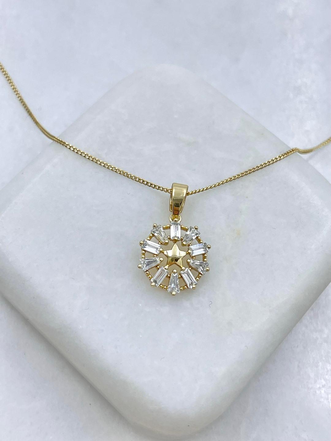 Özel Seri Baget Taşlı Minimal Yıldız Kolye 45 cm Gold