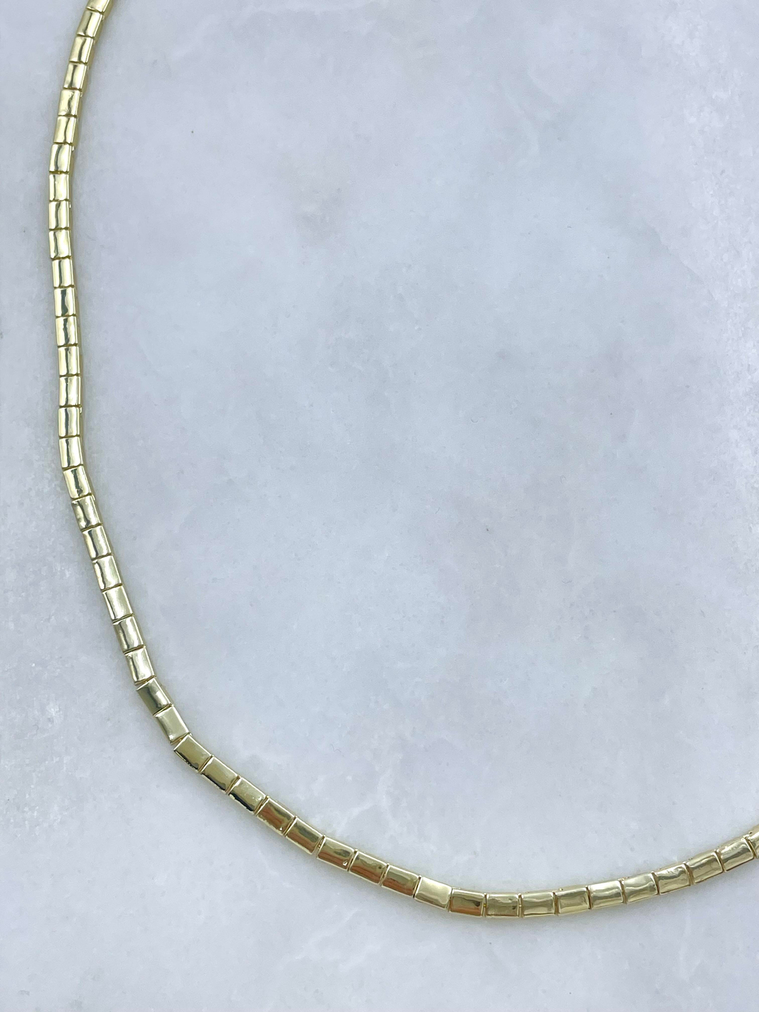 Altın Kaplama Kare Plaka Model Kolye 45 cm Gold