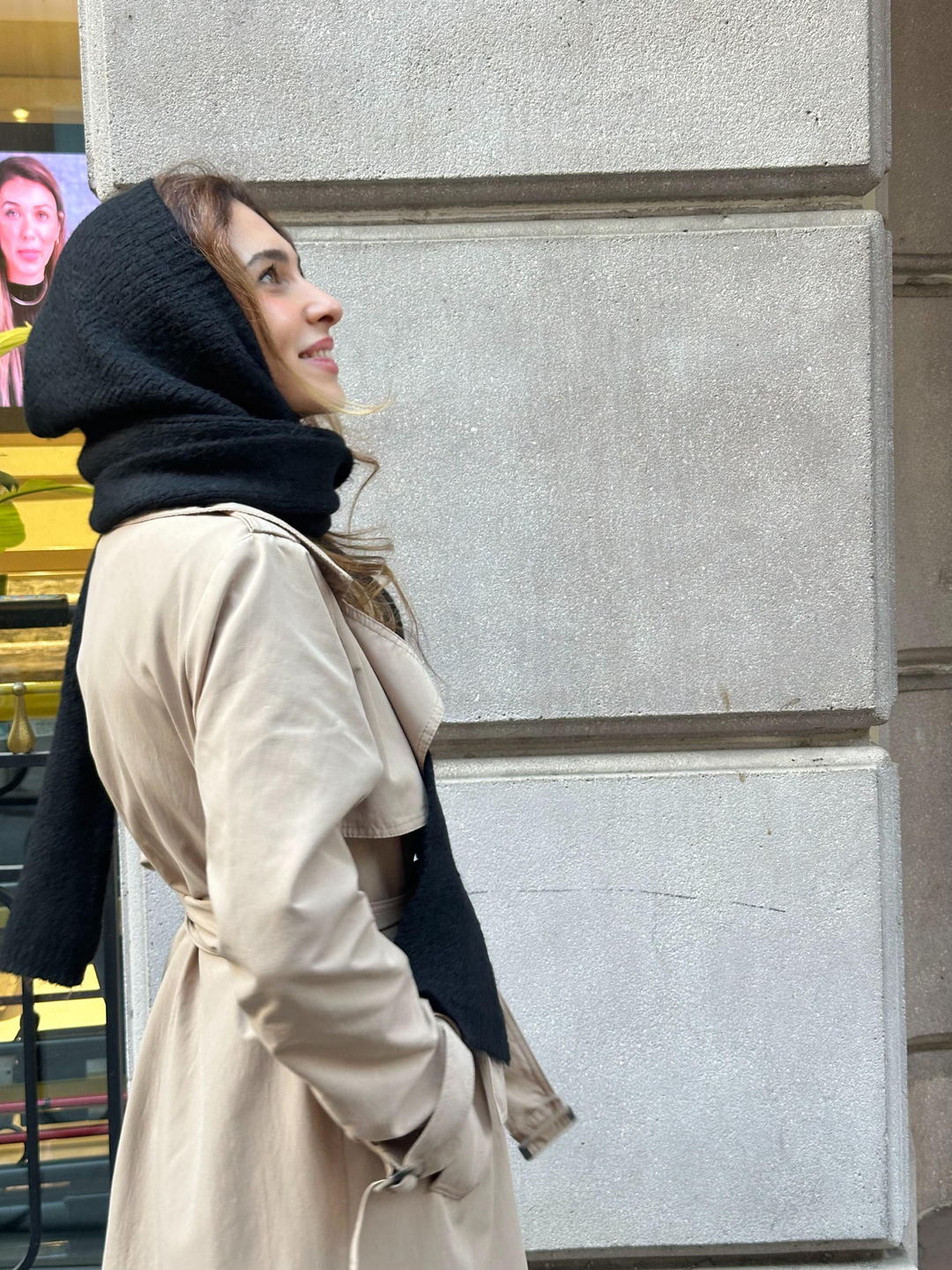 Kapüşonlu Tek Parça Atkı Siyah