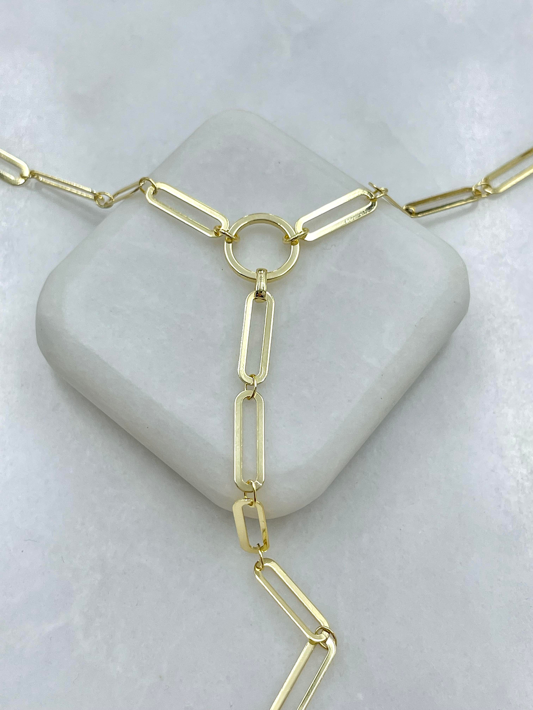 Altın Kaplama Ataç Model Y Kolye Gold