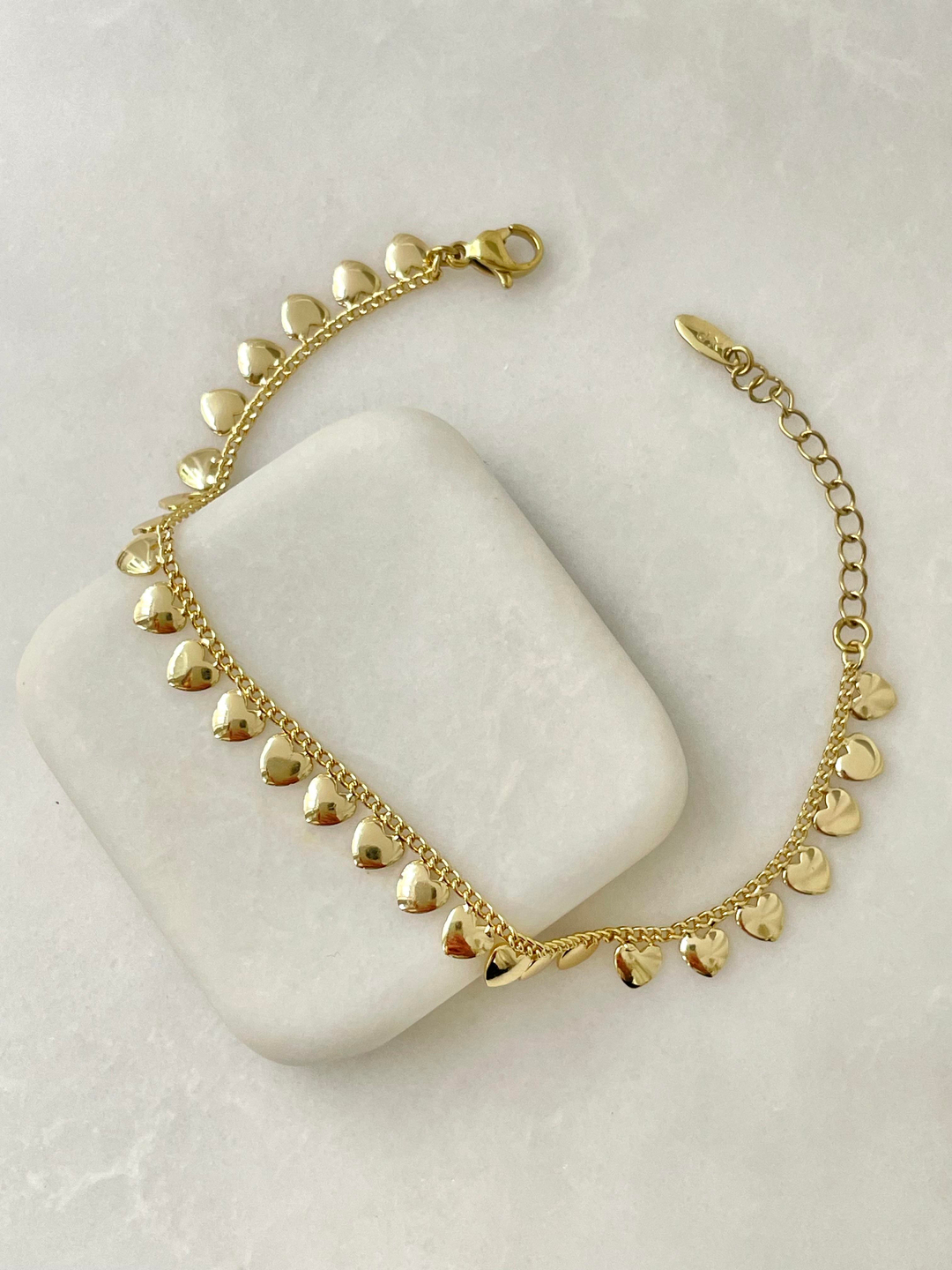 Özel Seri Dizi Kalp Plaka Bileklik Gold