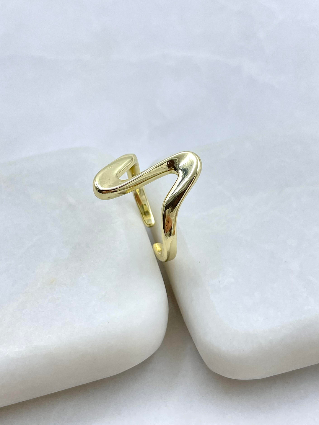 Altın Kaplama Bombeli Dalga Model Yüzük Gold