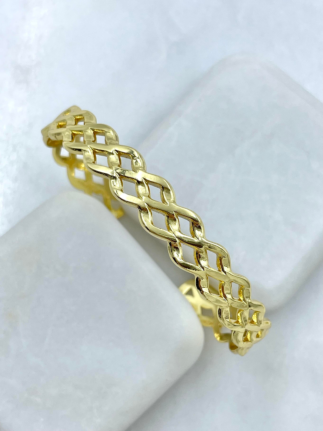 Çelik Zincir Model Kelepçe Bileklik Gold