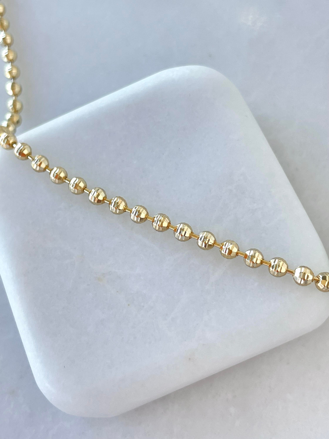 Özel Seri Işıltılı Top Zincir Kolye 50 cm Gold