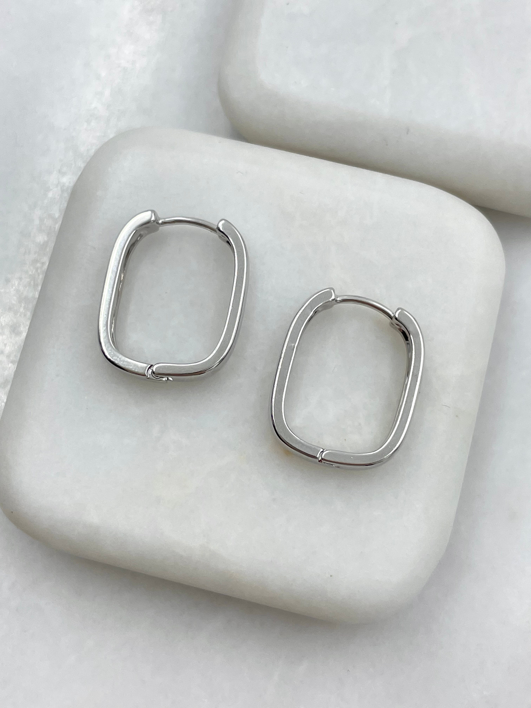 Özel Seri Köşeli Dikdörtgen Küpe Gümüş