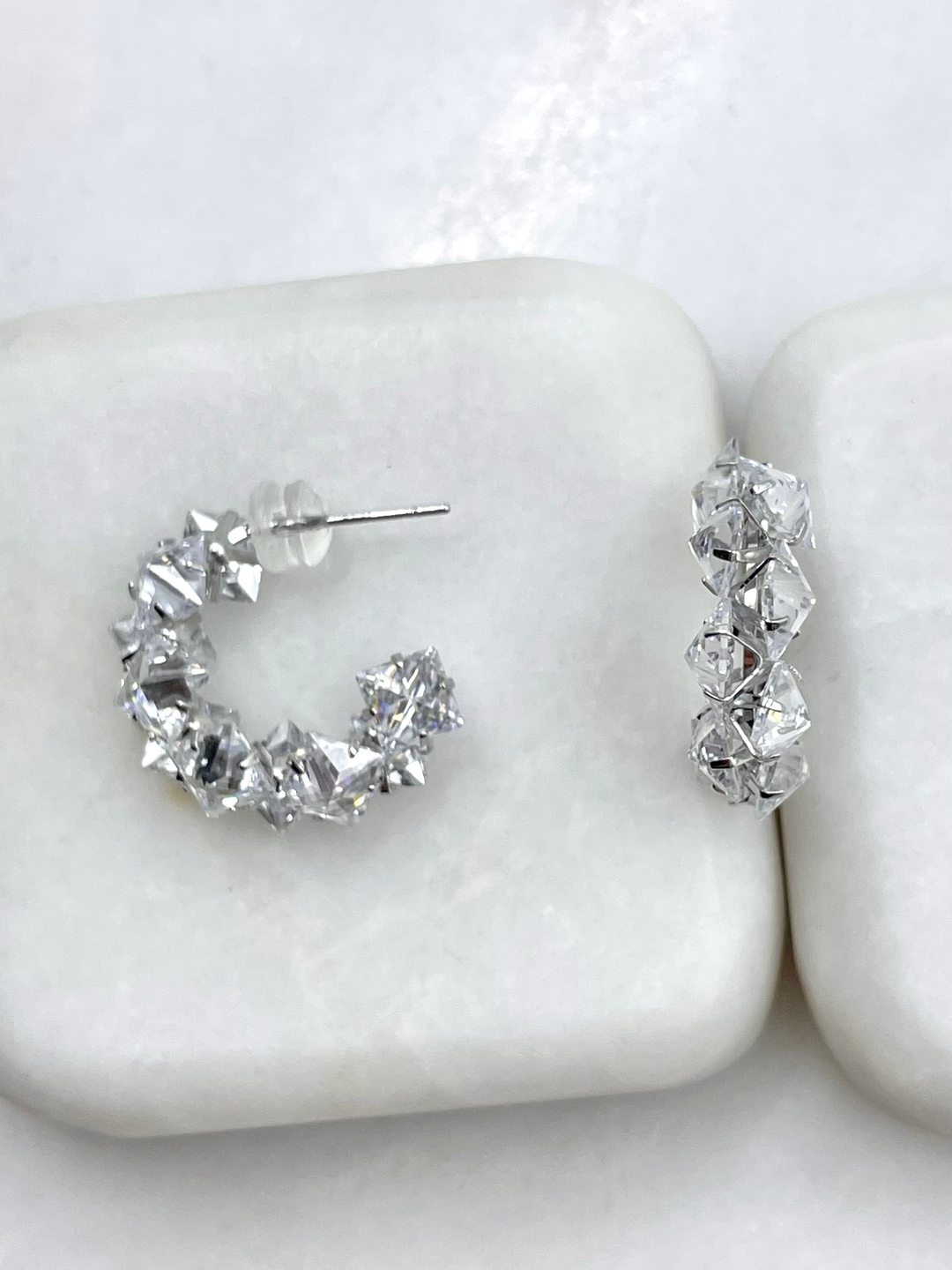 Özel Seri Işıltılı Swarovski Taşlı Küpe Gümüş