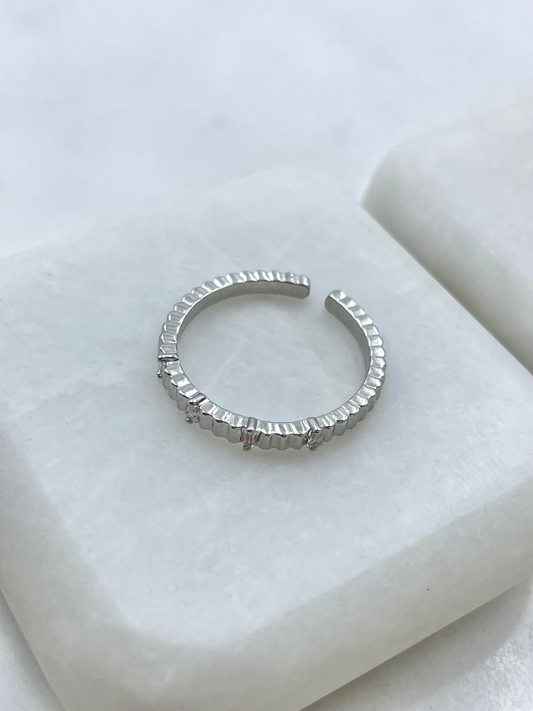 Altın Kaplama Baget Taşlı Merdiven Model Yüzük Gümüş