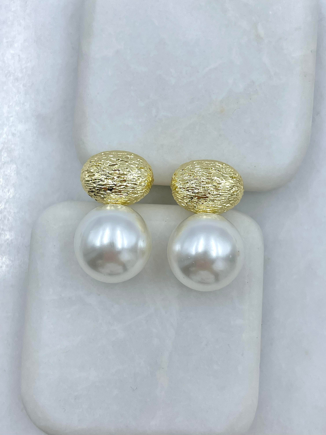 Altın Kaplama Gold Detaylı İnci Küpe Gold