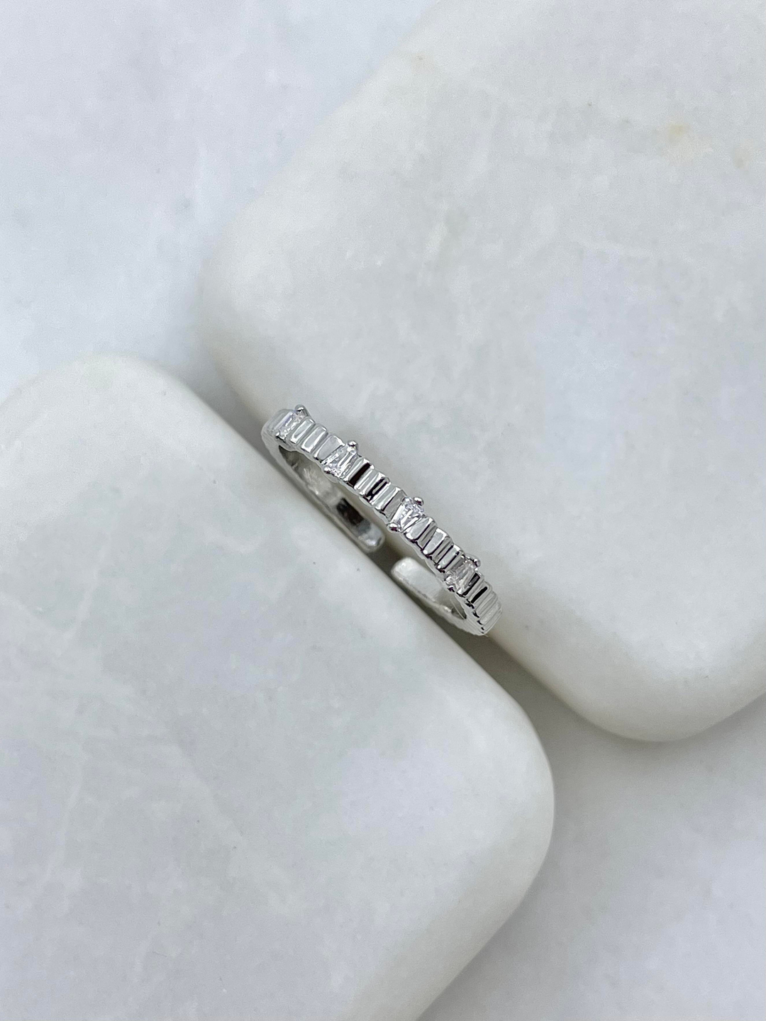 Altın Kaplama Baget Taşlı Merdiven Model Yüzük Gümüş