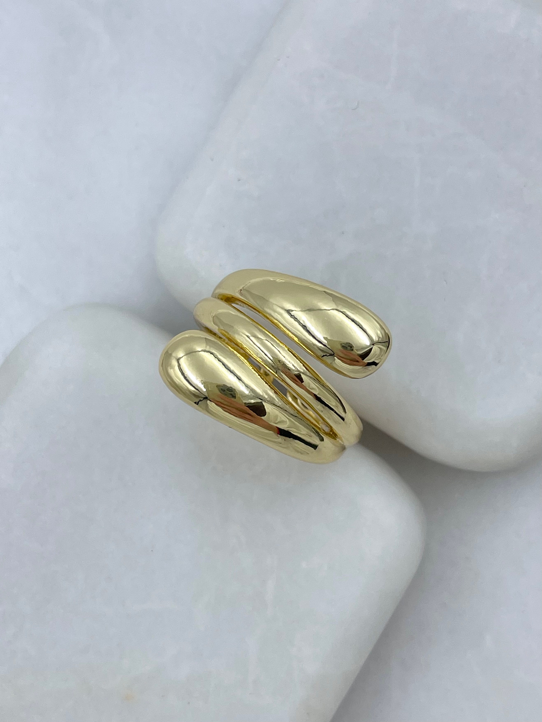 Altın Kaplama Üçlü Görünüm Bombe Yüzük Gold