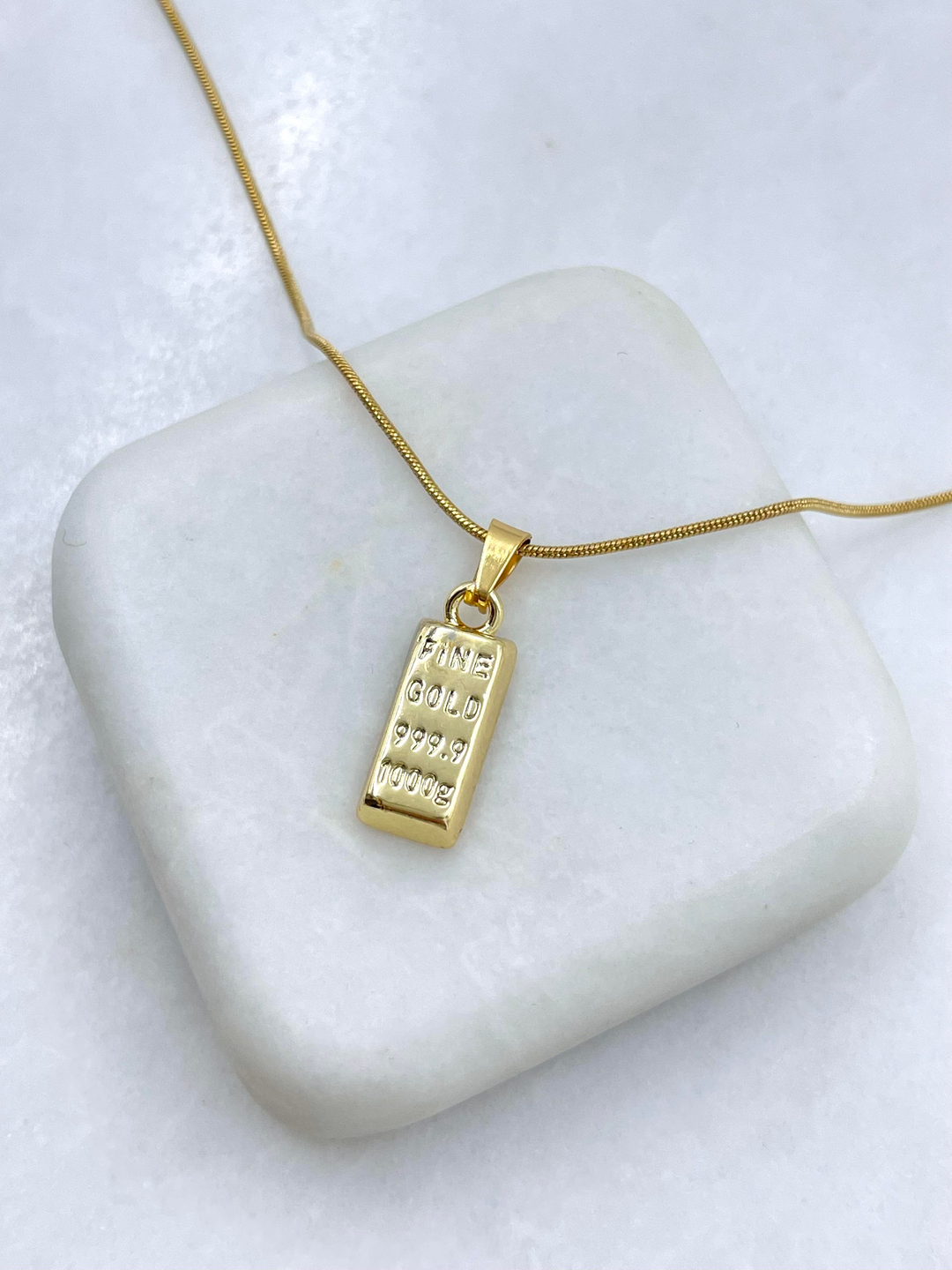 Çelik Küçük Külçe Kolye 45 cm Gold